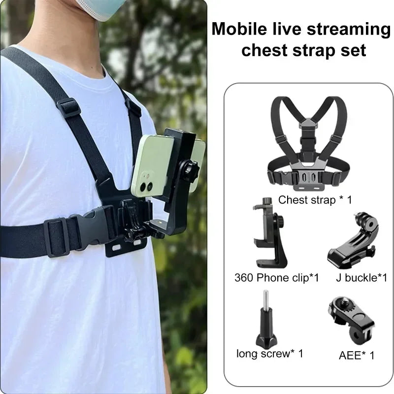 5 in 1 Mobile Phone Chest Strap Mounting Holder First Angle Video Record Life Phone Bracket Fixed Live Broadcast Accessories