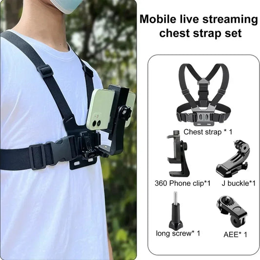 5 in 1 Mobile Phone Chest Strap Mounting Holder First Angle Video Record Life Phone Bracket Fixed Live Broadcast Accessories