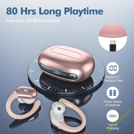 BX30 Bluetooth Headphones Wireless Earbuds Bluetooth 5.3 Earphones with LED Display Noise Cancelling Waterproof over Ear Buds