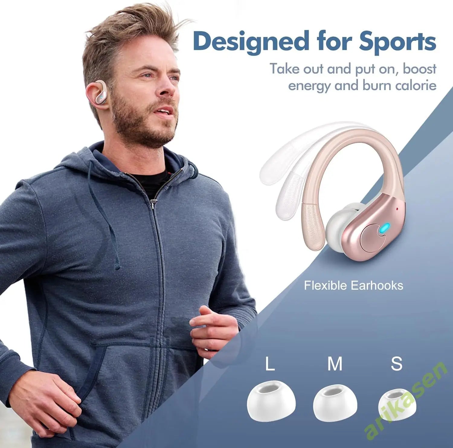 BX30 Bluetooth Headphones Wireless Earbuds Bluetooth 5.3 Earphones with LED Display Noise Cancelling Waterproof over Ear Buds