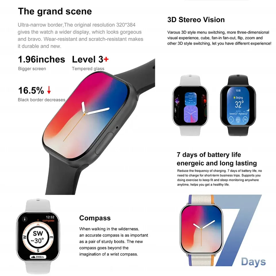2025 GPS Smart Watch Series 10 for Apple Watch 10 Memory Music Video Bluetooth Call Waterproof NFC Smartwatch for Android IOS