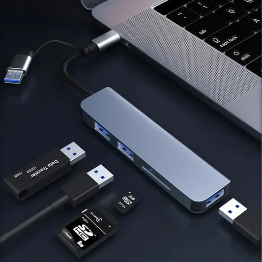 Type C USB 5 in 1 HUB USB 3.0 2.0 Disk Extend Adapter Cable Splitter Phone Charger Dock Micro SD TF Memory Card Reader Writer