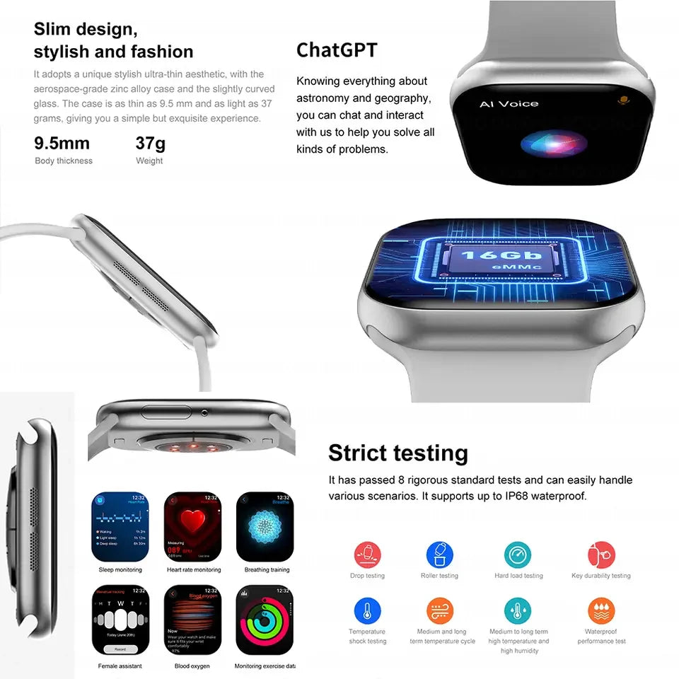 2025 GPS Smart Watch Series 10 for Apple Watch 10 Memory Music Video Bluetooth Call Waterproof NFC Smartwatch for Android IOS