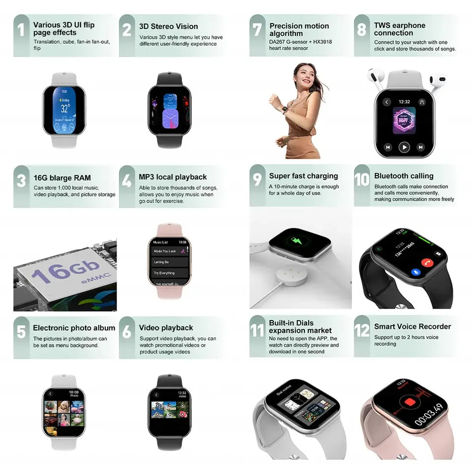 2025 GPS Smart Watch Series 10 for Apple Watch 10 Memory Music Video Bluetooth Call Waterproof NFC Smartwatch for Android IOS