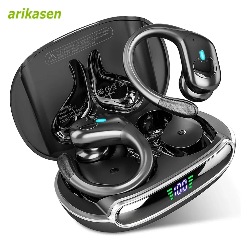BX30 Bluetooth Headphones Wireless Earbuds Bluetooth 5.3 Earphones with LED Display Noise Cancelling Waterproof over Ear Buds